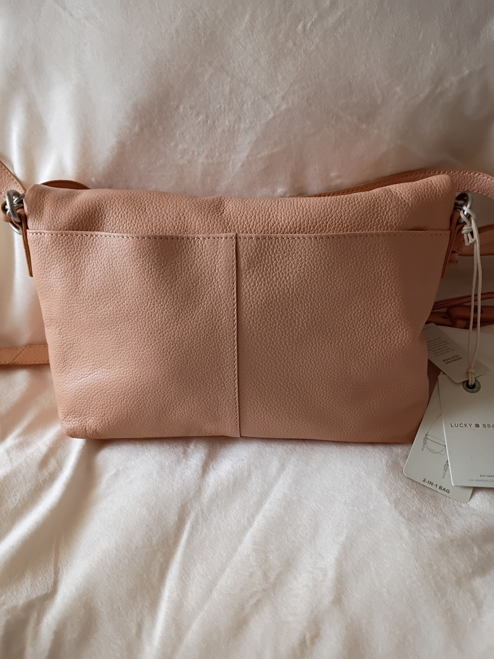 Lucky Brand Blush Authentic Tan Pebbled Leather Crossbody